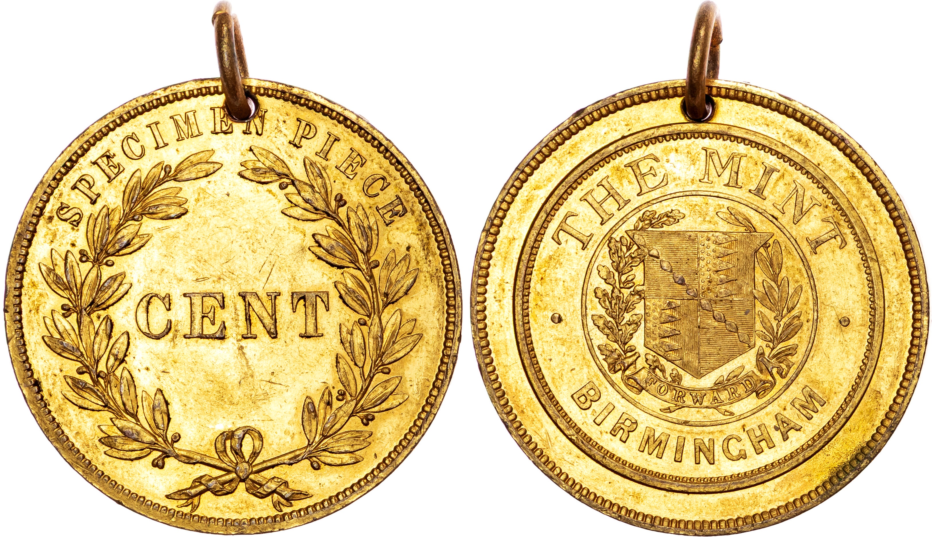 China, gilded brass Cent Trial - extremely rare