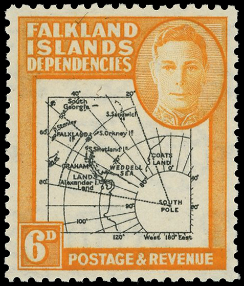 1946 Thick Map 6d unmounted o.g., Plate 1 R3/9 extra island, fine. SG G6aa,...
