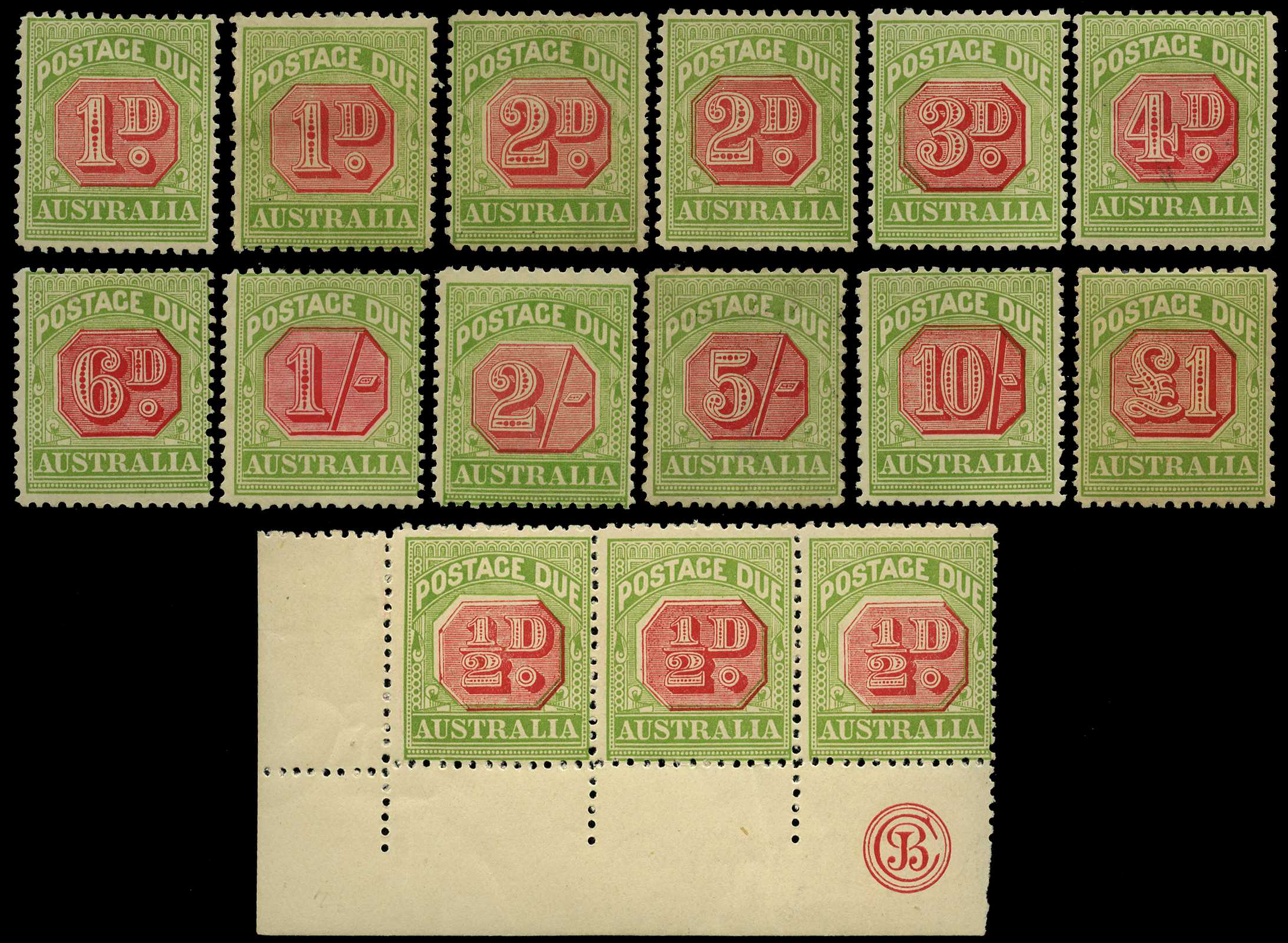Postage Dues. 1909-10 first bi-colour set part...