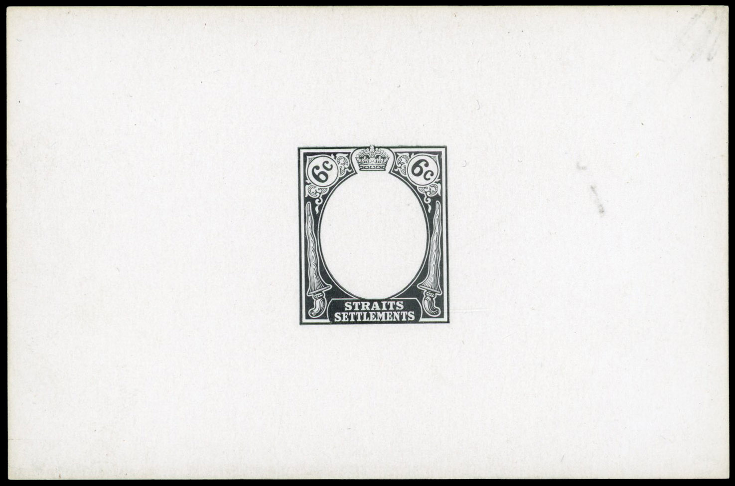 Straits Settlements 1912-23 6c frame die proof