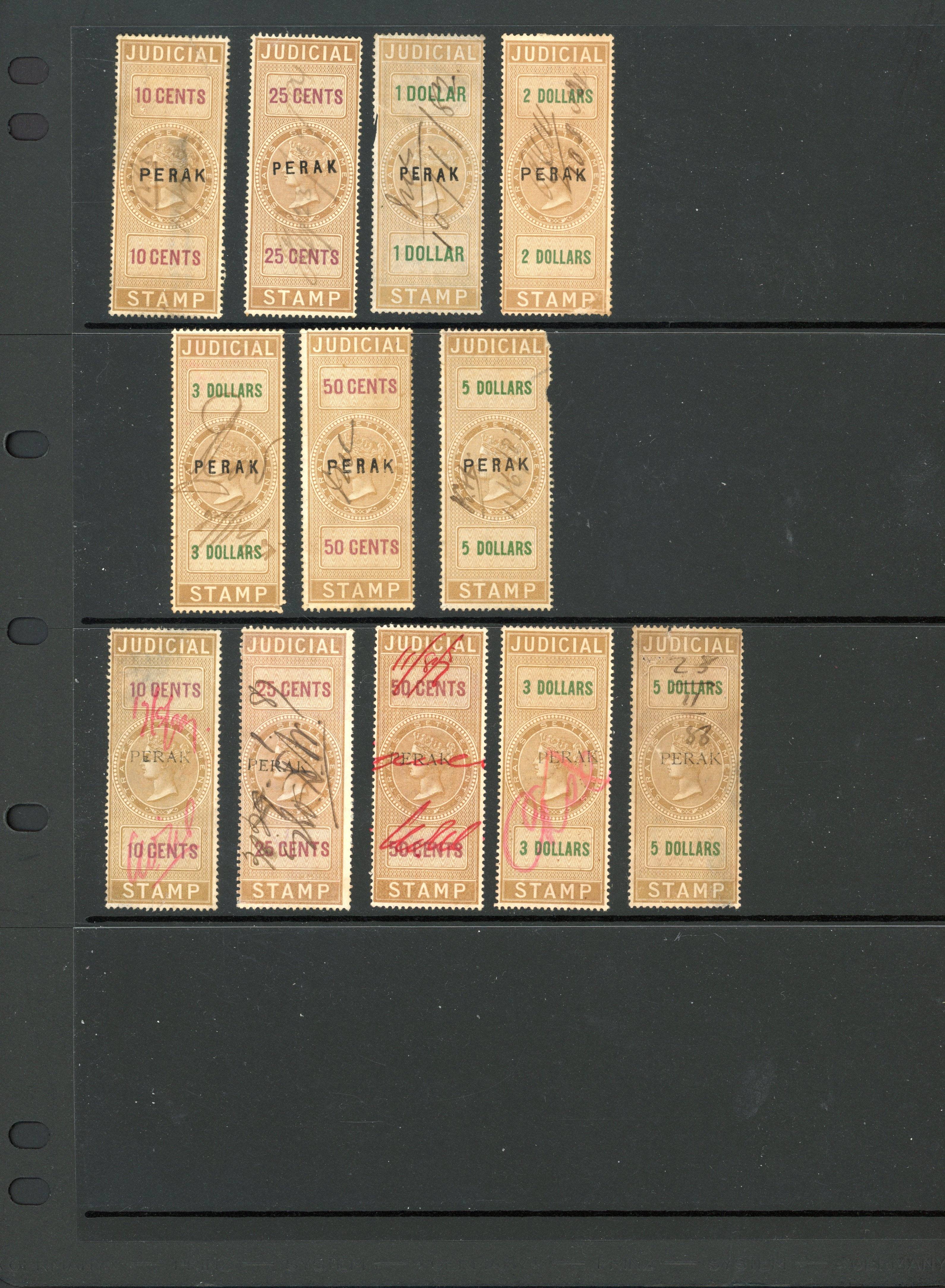Perak Judicial 1882-8 complete sets of the first two types used