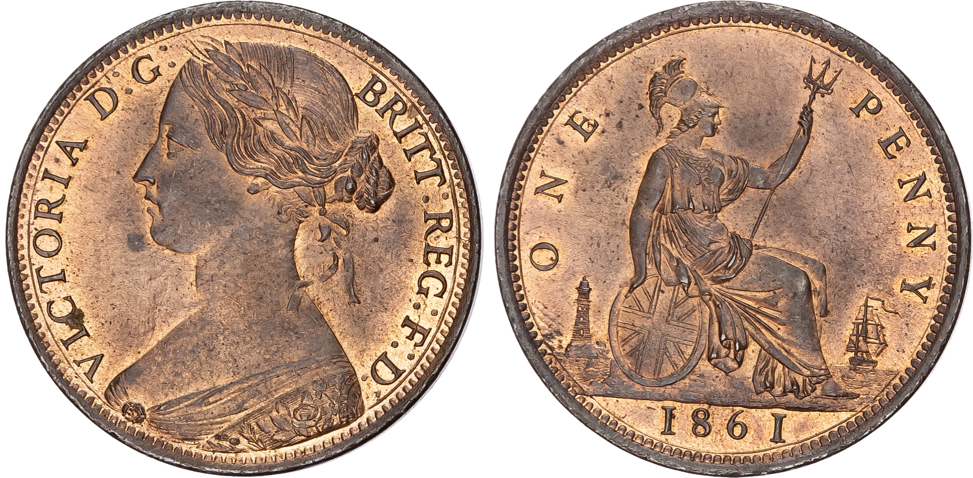 Victoria (1837-1901), Bronze Penny, 1861