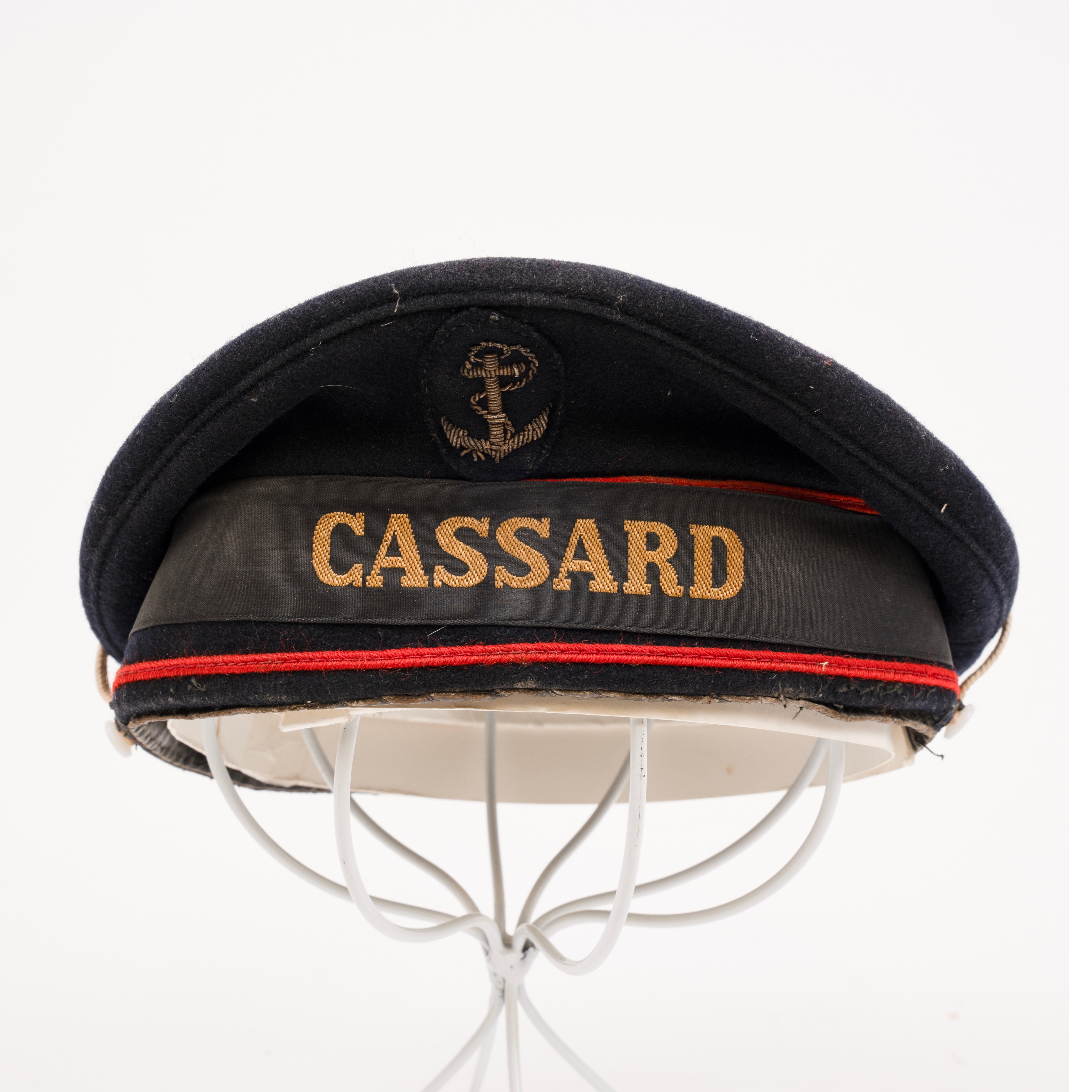 Two French Adrian helmets - artillery and infantry. French Navy cap. 4th Gorkha Rifles felt hat