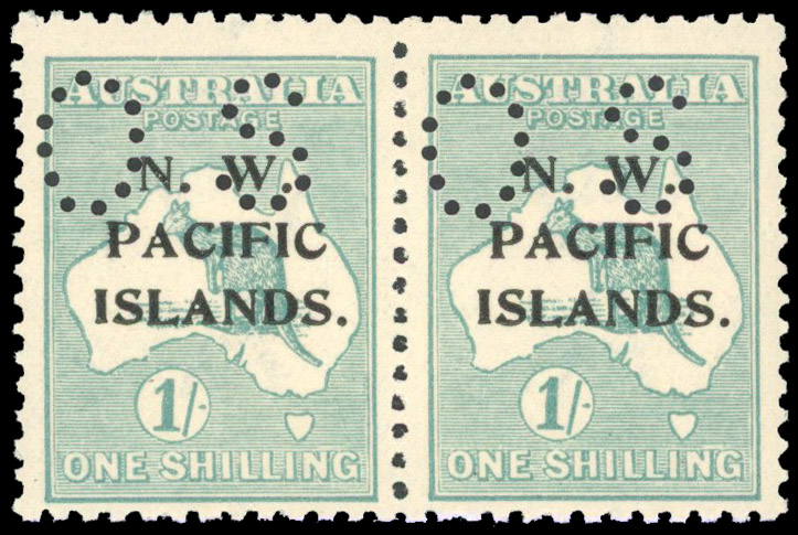 New Guinea 1919-23 official 1s pale blue-green perf OS