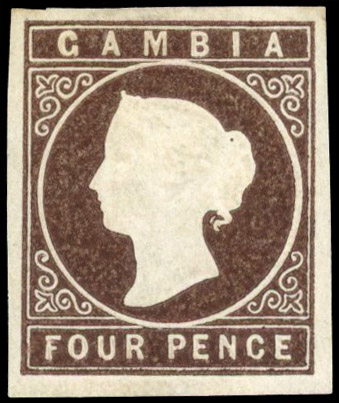 Gambia SG 1 1869 4d brown mint