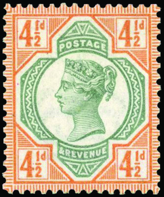 GB SG 206 1892 Jubilee 4½d Colour Trial