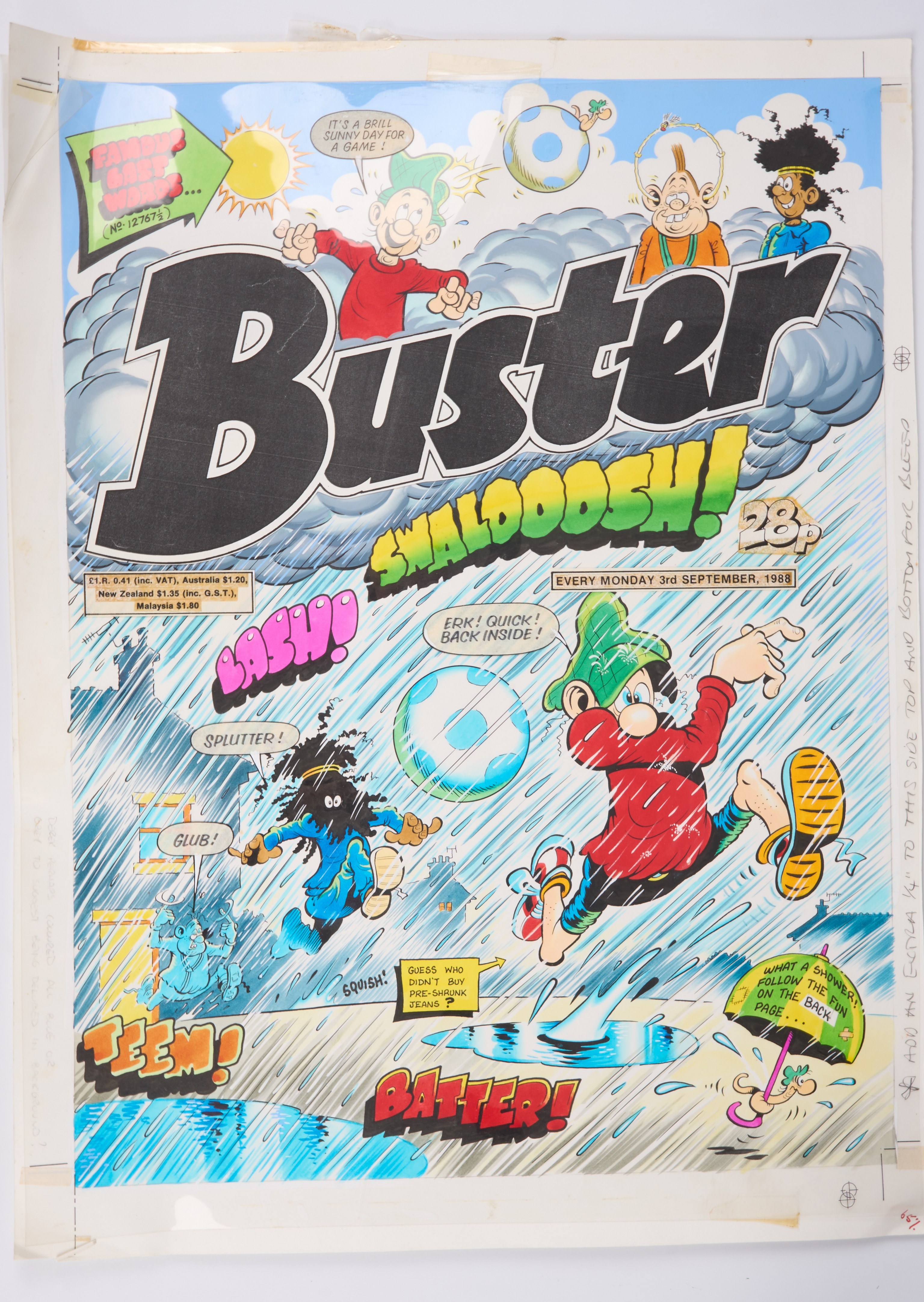 Tom Paterson Buster 3rd September 1988 Original Cover Art (Fleetway, 1988) Total 2