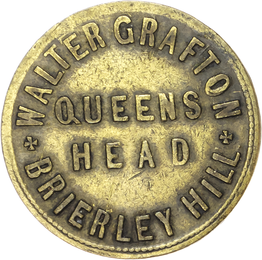 Lot of 5 coins - West Mids . Dudley, Brierley Hill, Queens Head , 2d., 3d. 26mm. Walter Grafton VF, first scratched...