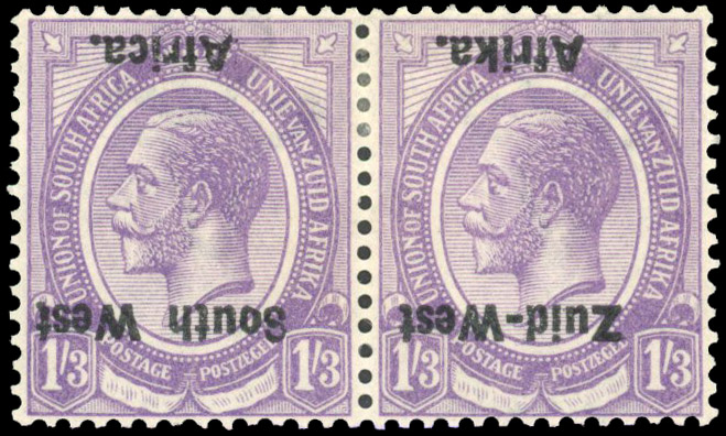 South West Africa SG 8a 1923 1s3d error overprint inverted mint