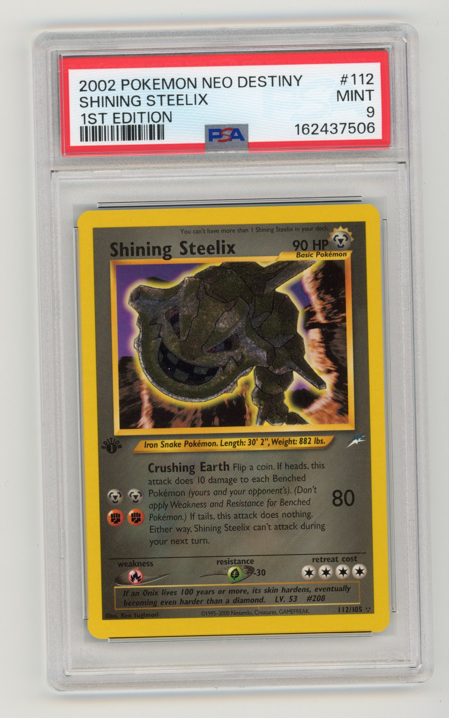 PSA 9 Shining Steelix #112 1st Edition Holo Neo Destiny