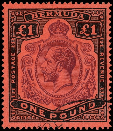 BERMUDA: 1918 £1 purple and black on red fine...