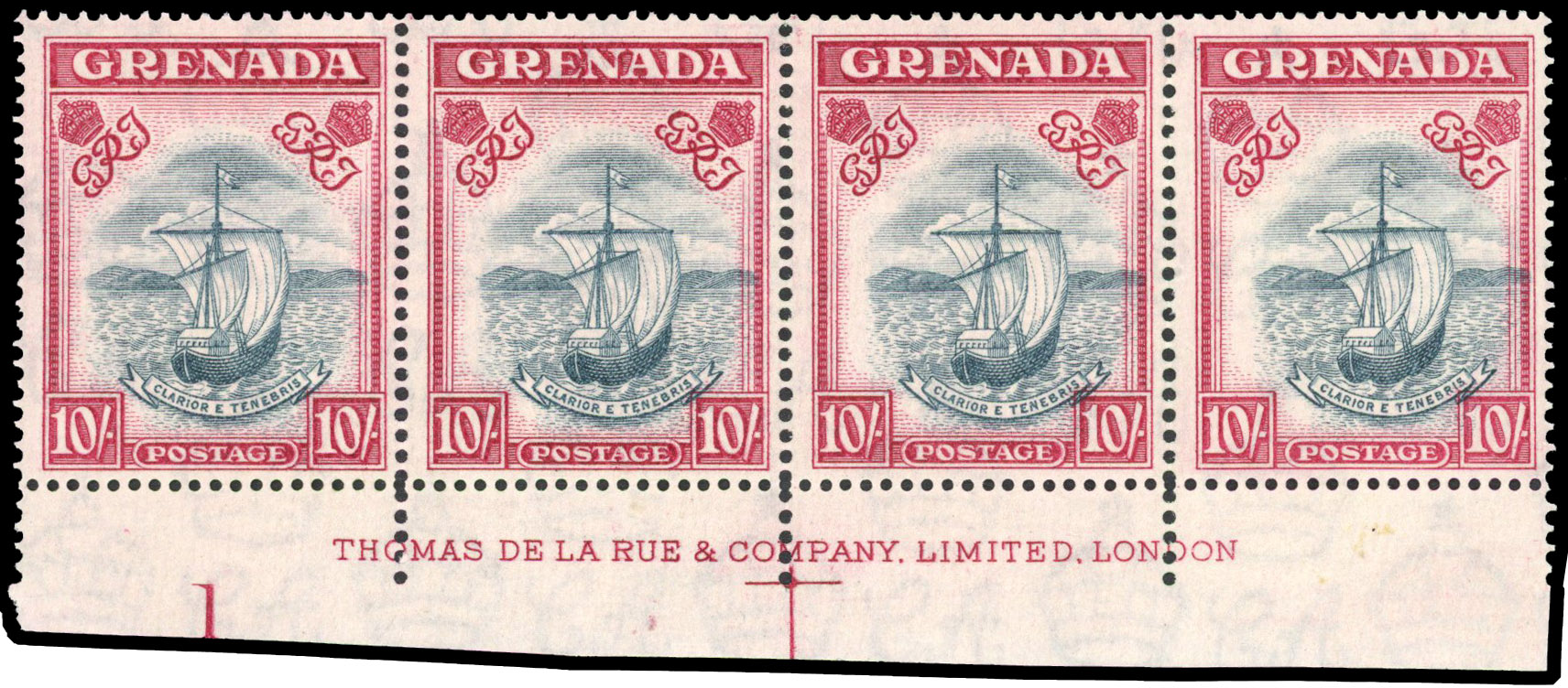 Grenada SG 163b imprint and Plate strip mint