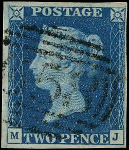 1840 2d Blue Pl.2 Royston numeral