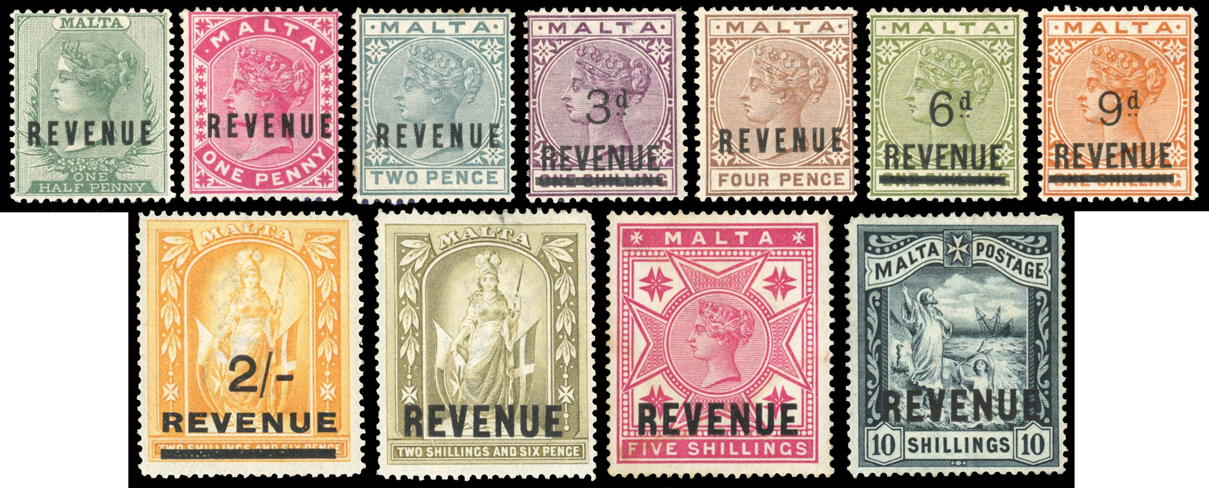 Malta 1899-1902 QV revenue set mint 