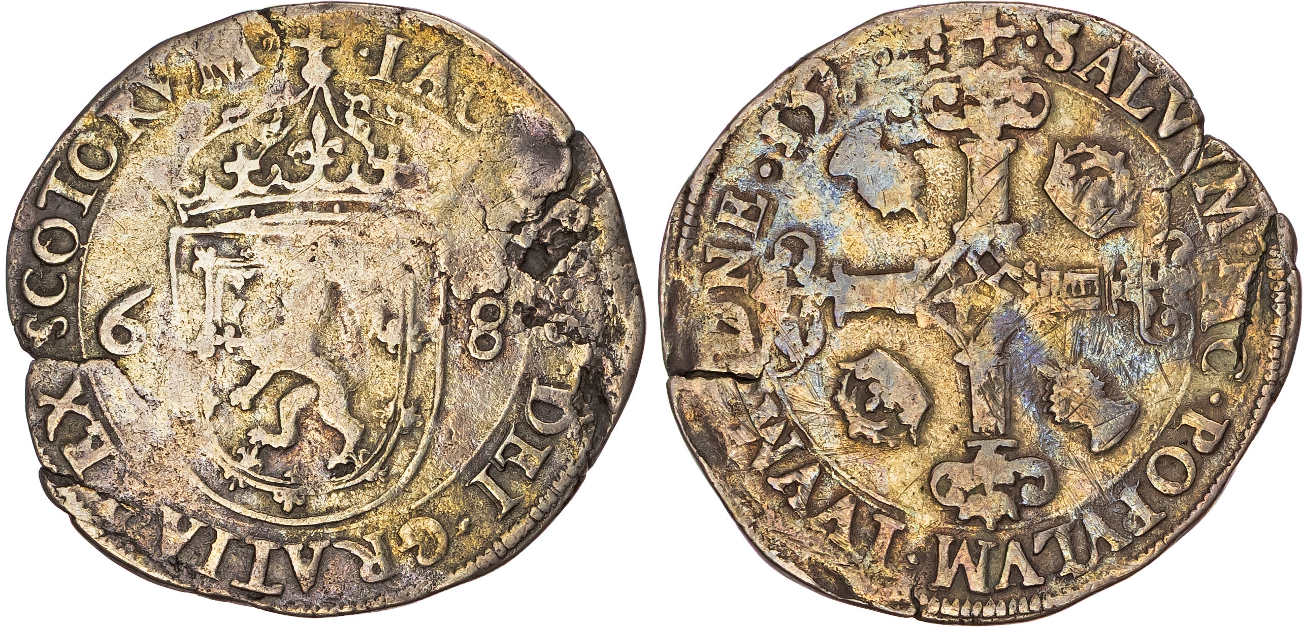Scotland, James VI (1567-1625), AR Half Merk, 1572, Second Coinage, mm. cross (rev.).