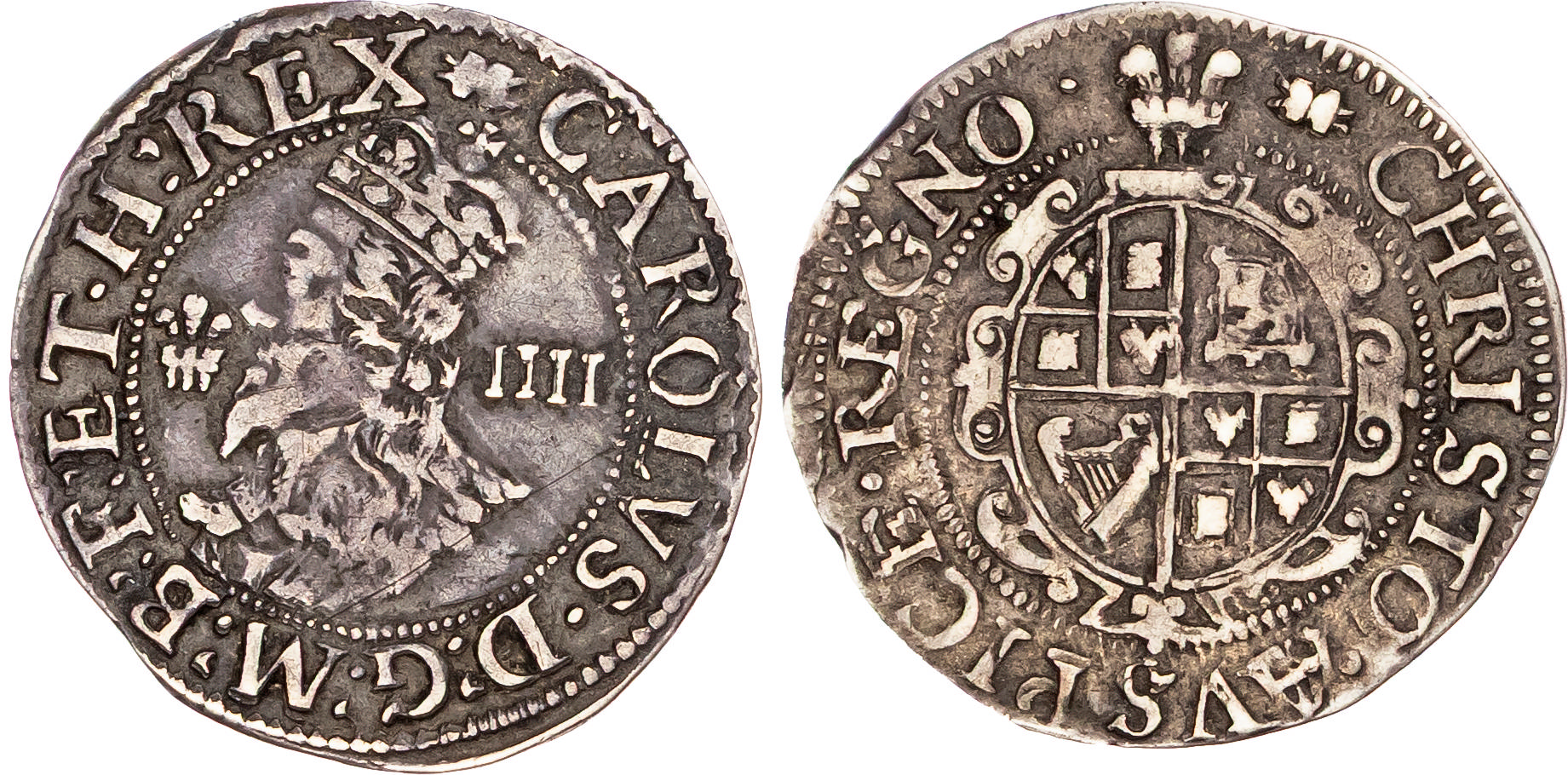 Charles I (1625-1649), AR Groat, Aberystwyth mint (1638/9-42), mm. book. 