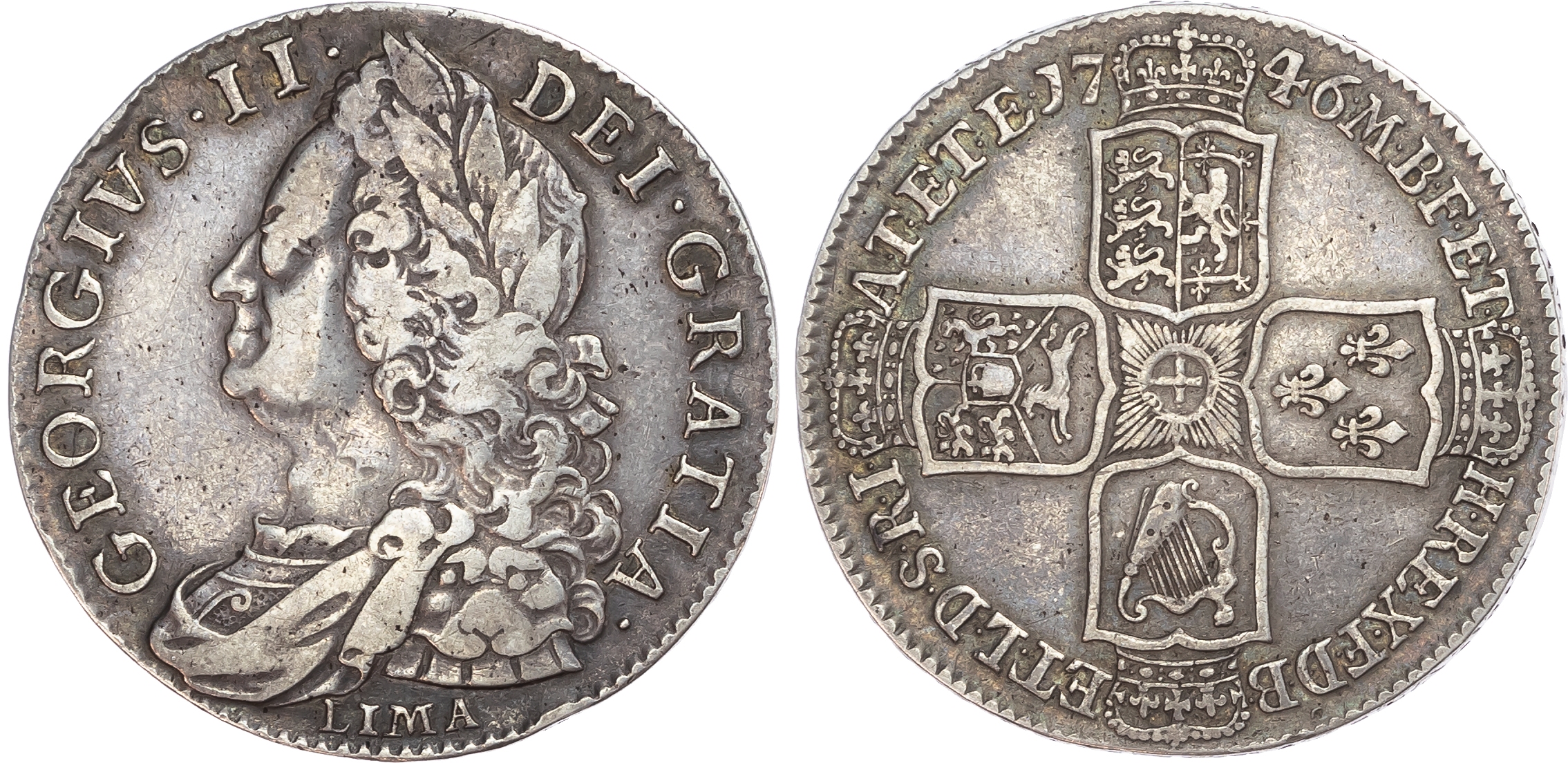 George II (1727-1746), Halfcrown, 1746, LIMA, D. NONO. 