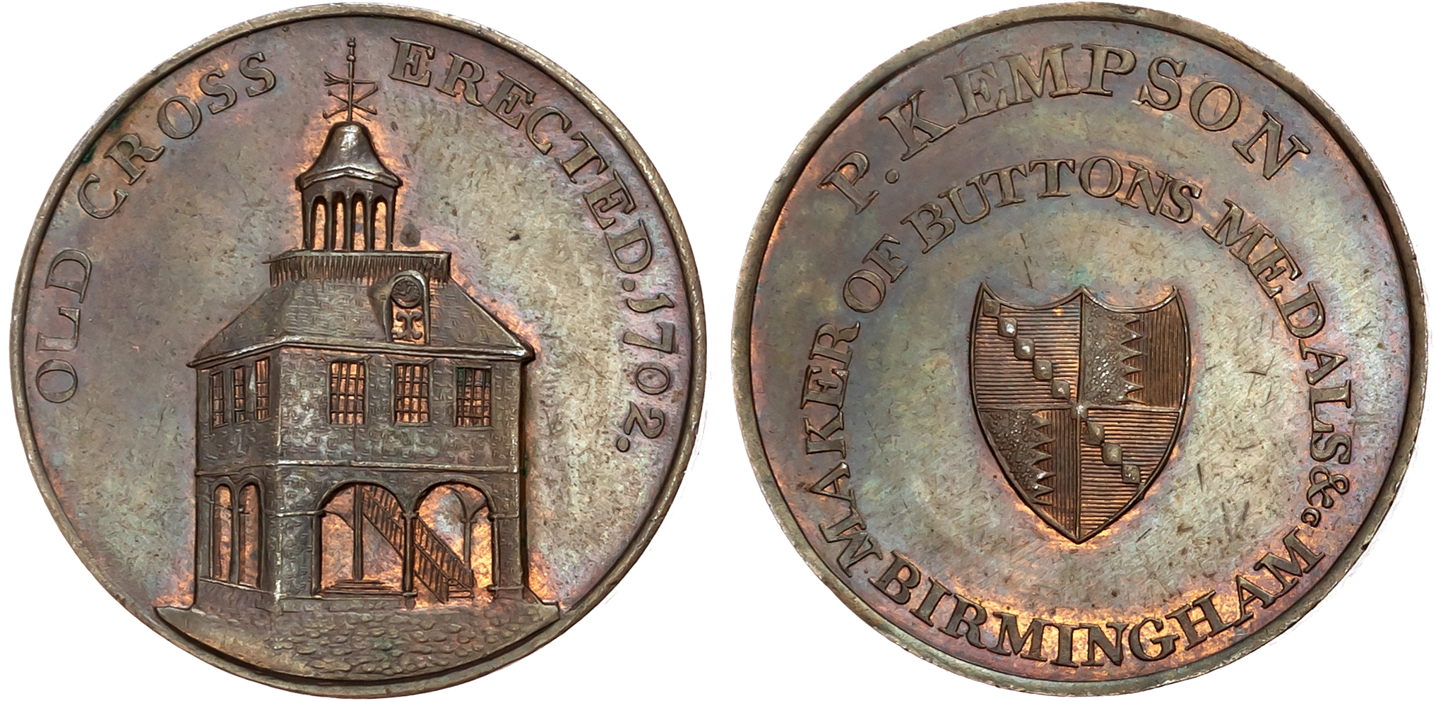 Warks. Birmingham ,  P Kempson’s Series of Birmingham Buildings Halfpence, St. John’s Chapel Deritend, 29mm/12.88gm (DH  …