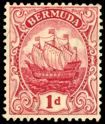 Bermuda SG 46w 1910-25 1d watermark inverted used
