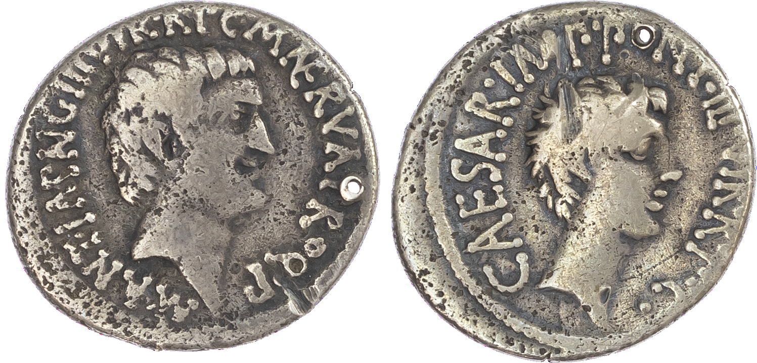 Mark Antony and Octavian (41 BC) AR Denarius, Ephesus (?), M. Barbatius Pollio, quaestor pro praetore, 3.27g.