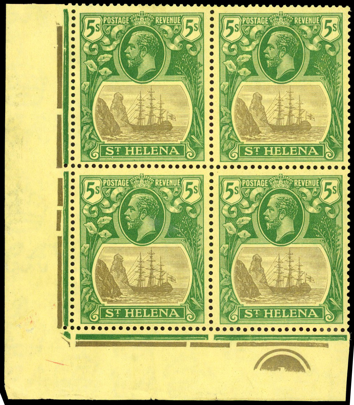 St Helena SG 110, c Plate block mint