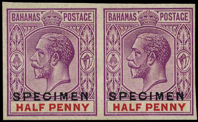 1921 ½d printers sample imperforate pair...