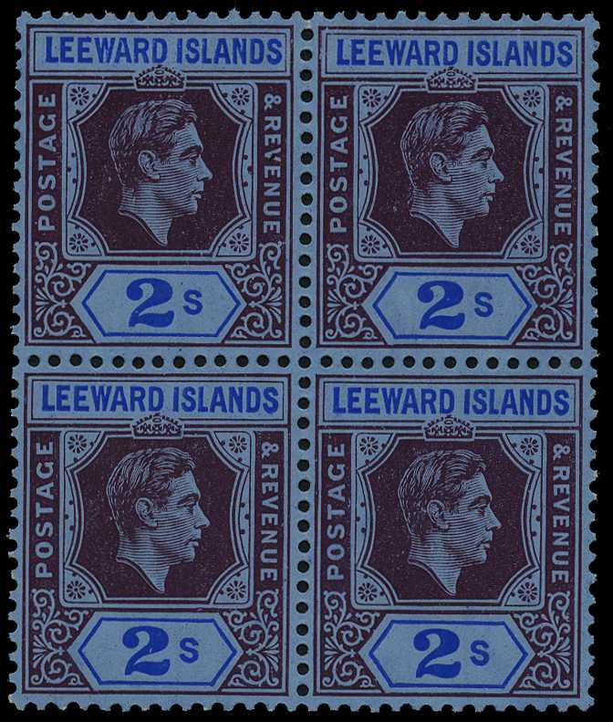 1938 2/- reddish purple and blue on blue...