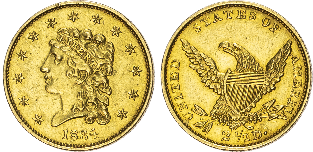 USA, Classic Head, Quarter Eagle, 2 ½ Dollar, 1834