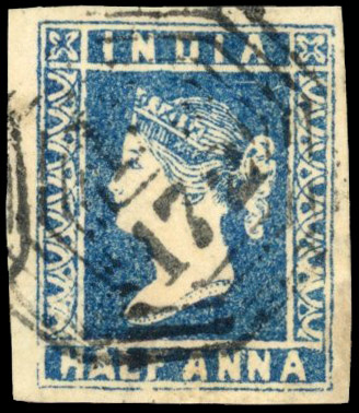 Singapore; India 1854 ½a with B172 cancel