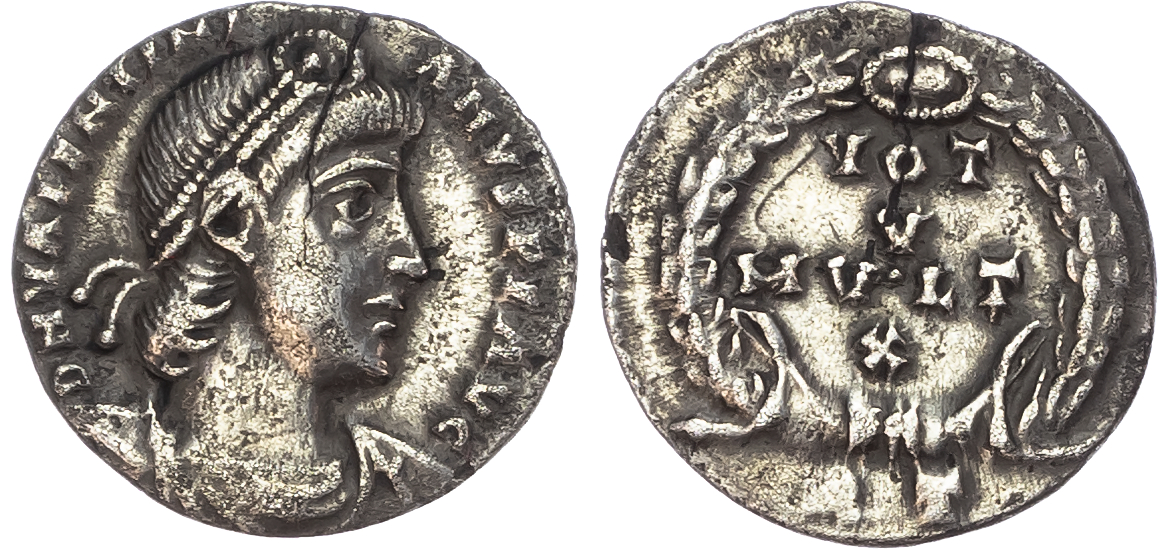 Valentinian I (AD 364-375) AR Siliqua, Rome, Quinquennalia issue, 3st Officina, AD 364, 1.79g.