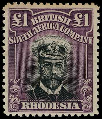 1913-7 £1 Head Die II, perf 14. Large part...