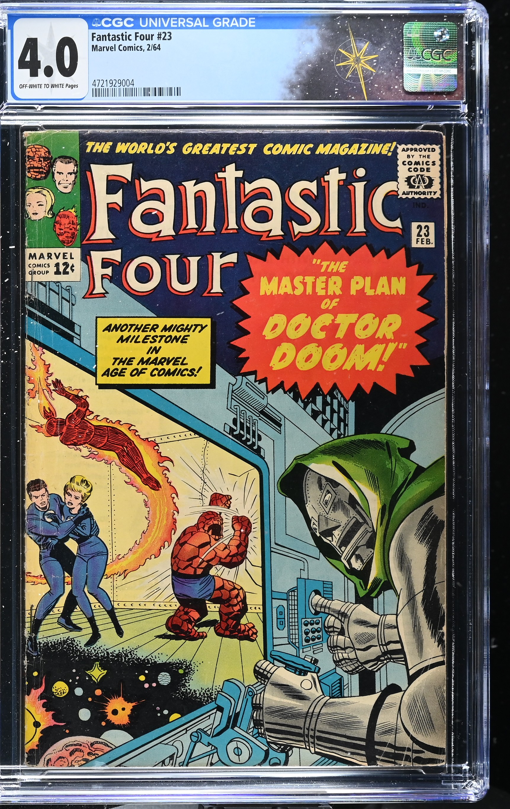 Fantastic Four #23 CGC 4.0 1st Appearance of the Terrible Trio & Doom Cover (Marvel Comics, 1964) Off-White to White Pages