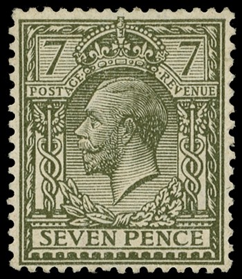 1912-24 7d sage-green variety WATERMARK INVERTED & REVERSED