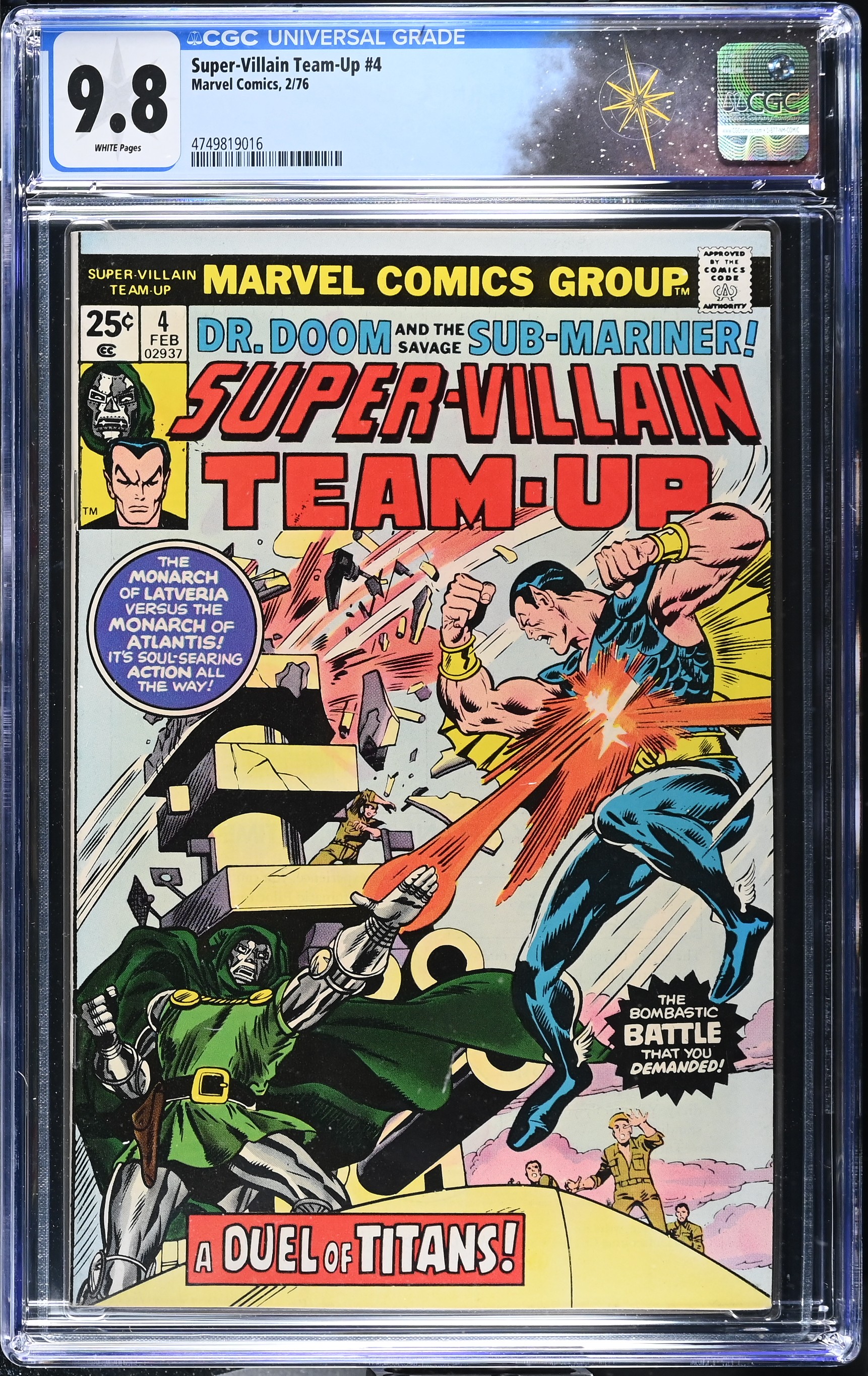 Super-Villain Team-Up #4 CGC 9.8 Highest Grade on the Census (Marvel Comics, 1976) White Pages
