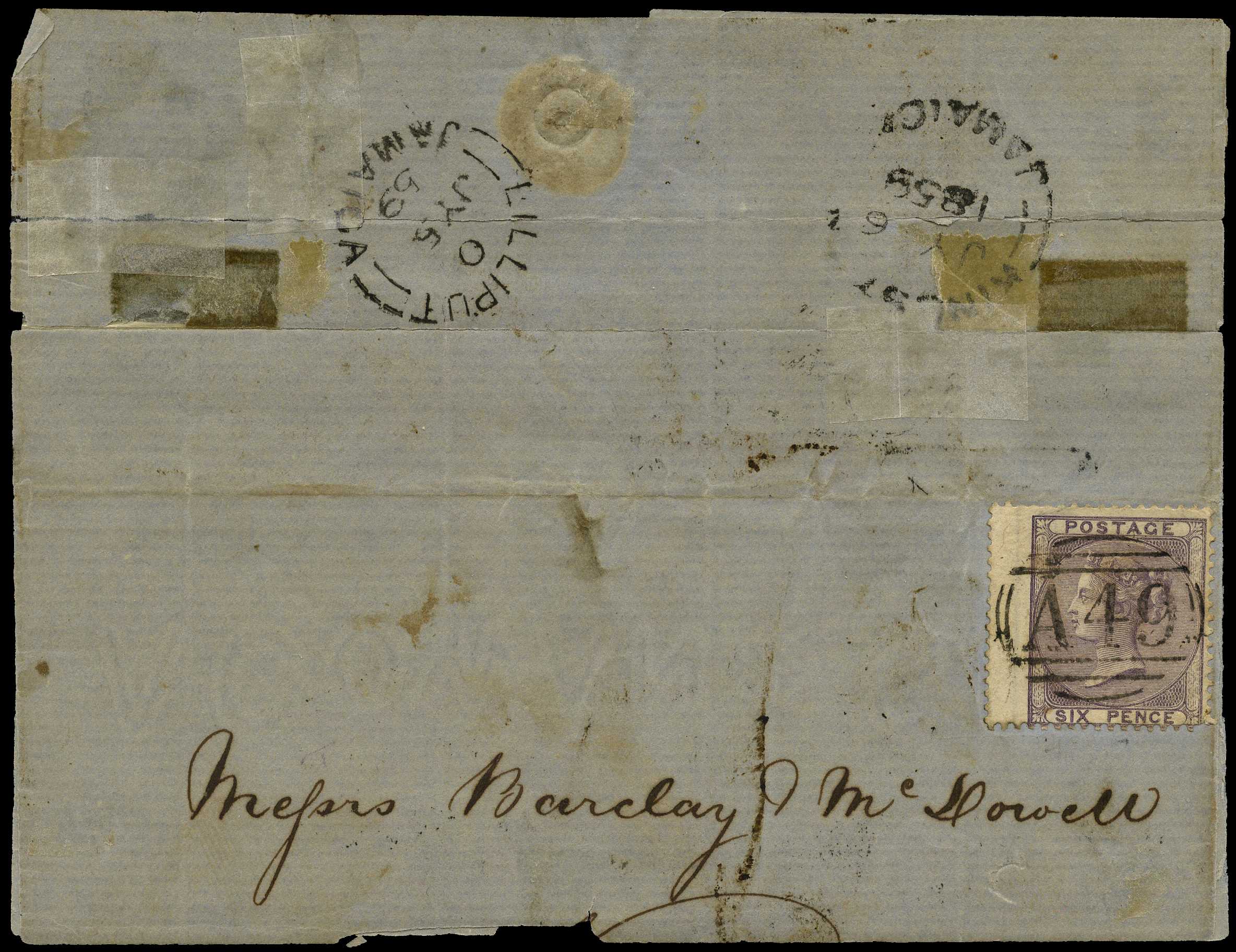 GB USED ABROAD: 1859 Lilliput “A49” numeral on...