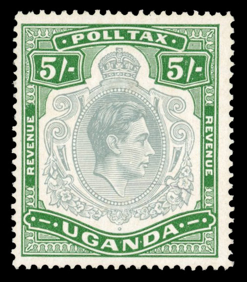 Uganda Poll Tax 1940-52 5s pale grey and deep green MINT