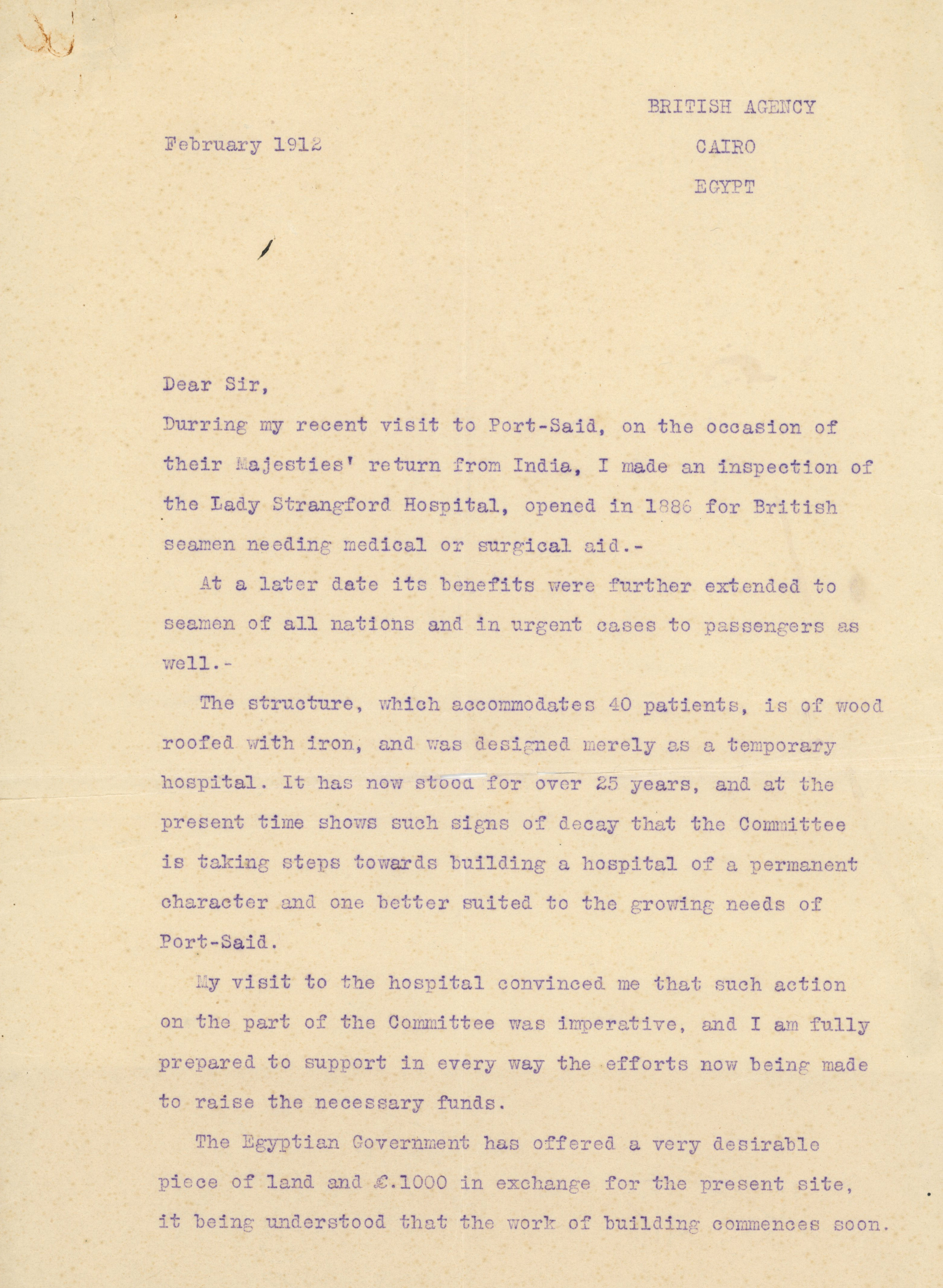 Egypt 1912 Kitchener-signed letter from Cairo