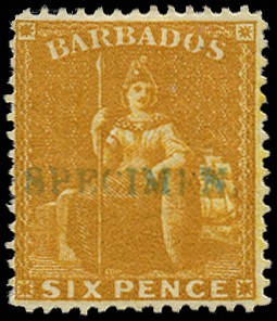 1875-80 6d chrome-yellow, perf 14, H/S ‘SPECIMEN‘ in...