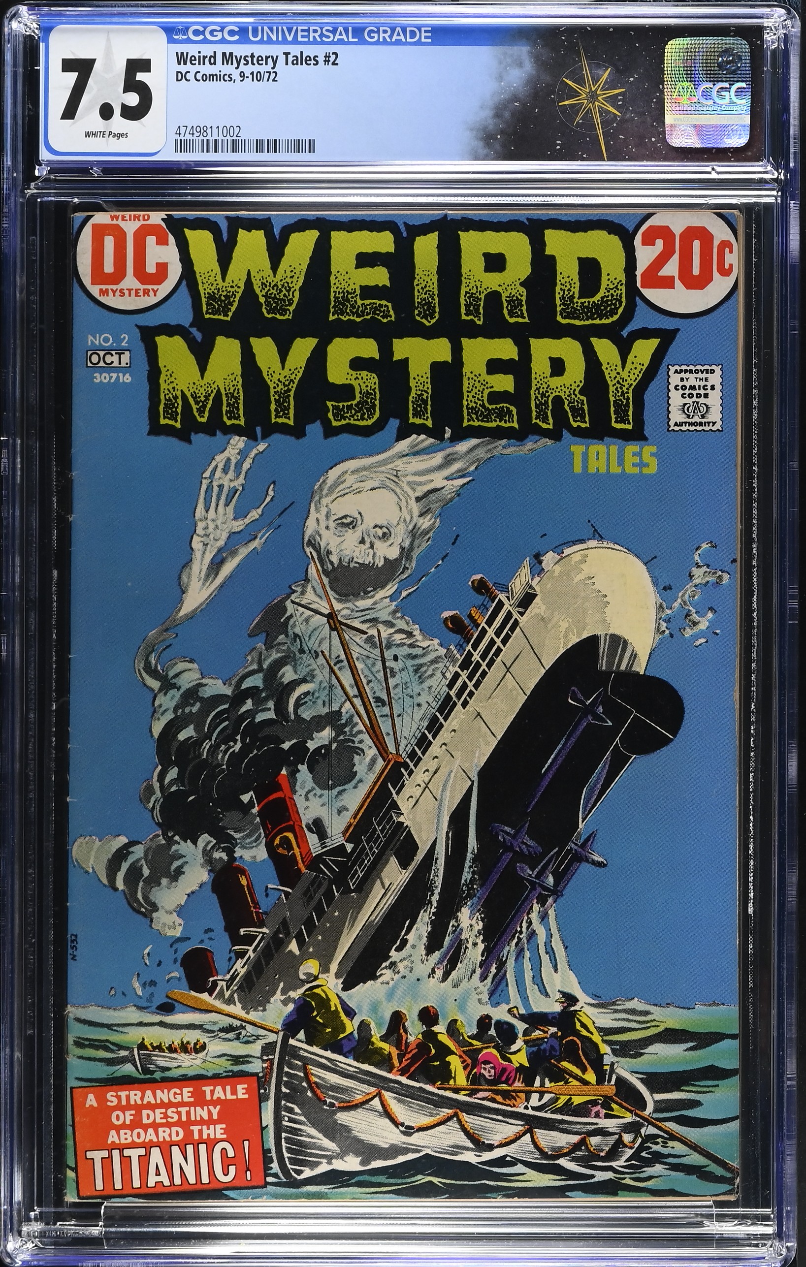 Weird Mystery Tales #2 CGC 7.5 Titanic Ghost Cover by Howard Purcell (DC Comics, 1972) White Pages
