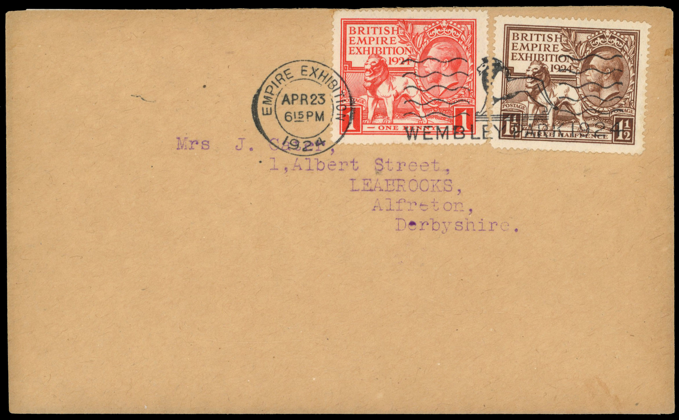 GB 1924 1d and 1½d Wembleys on FDC
