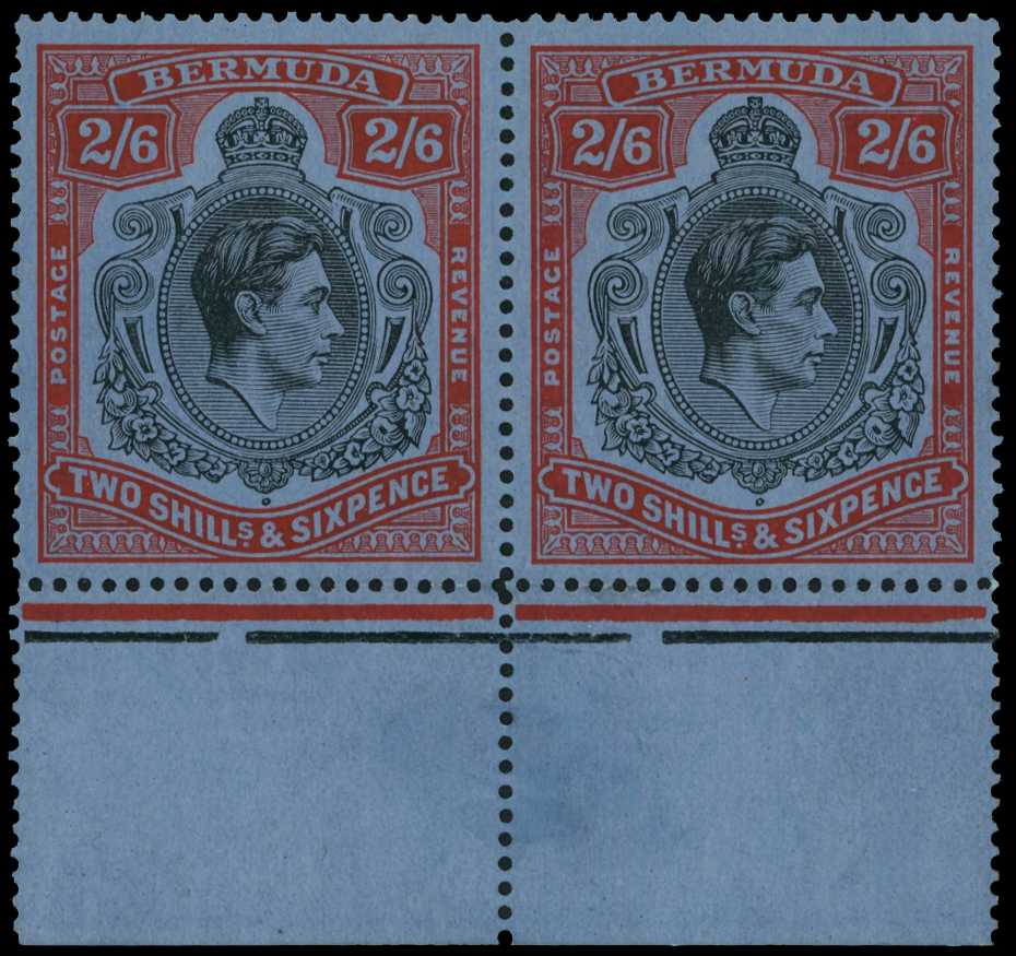 1942 2/6d black and red on grey-blue paper,...