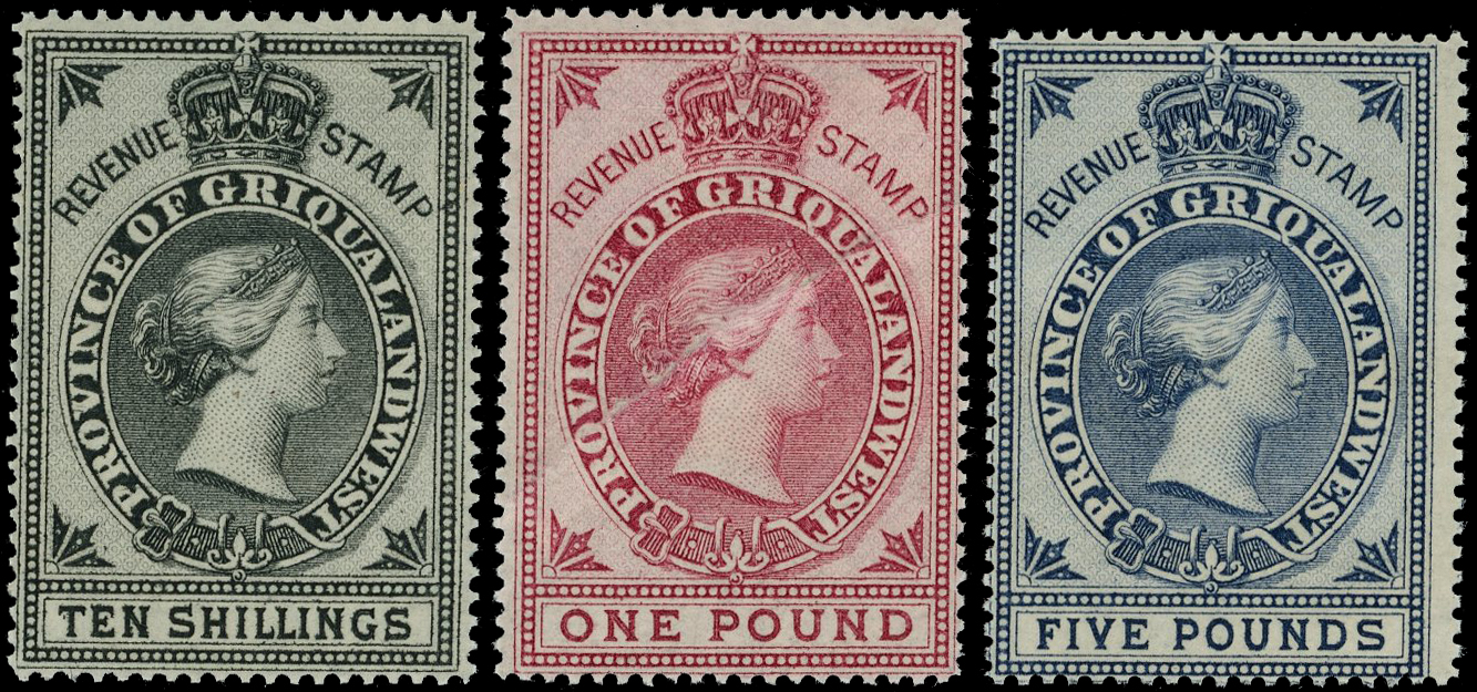 Griqualand1879 Bradbury wilkinson 1d to £5 complete set...