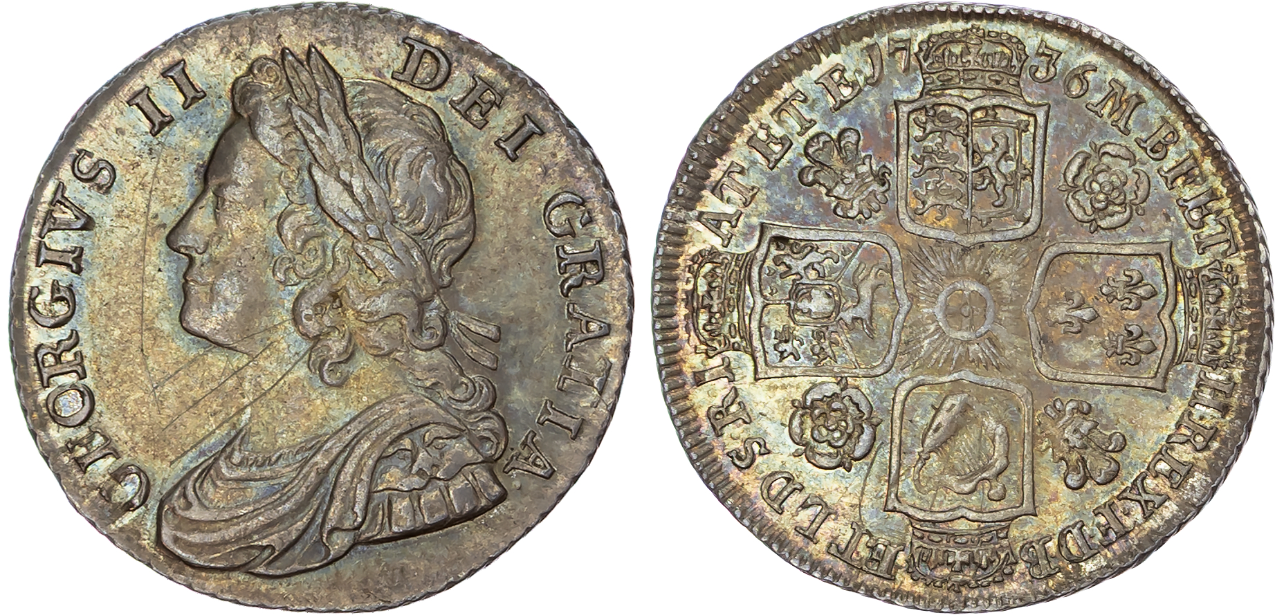 George II (1727-1760), AR Shilling, 1736.