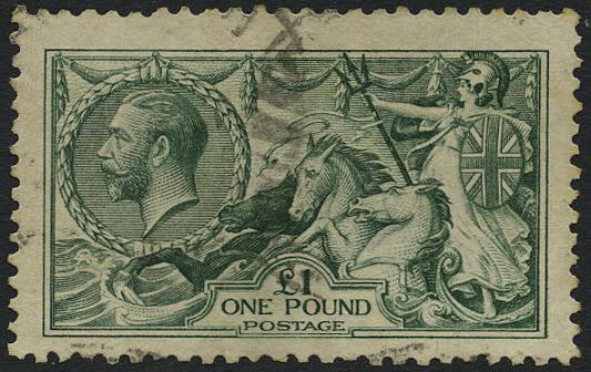 1913 £1 green, lightly used by cds, leaving...