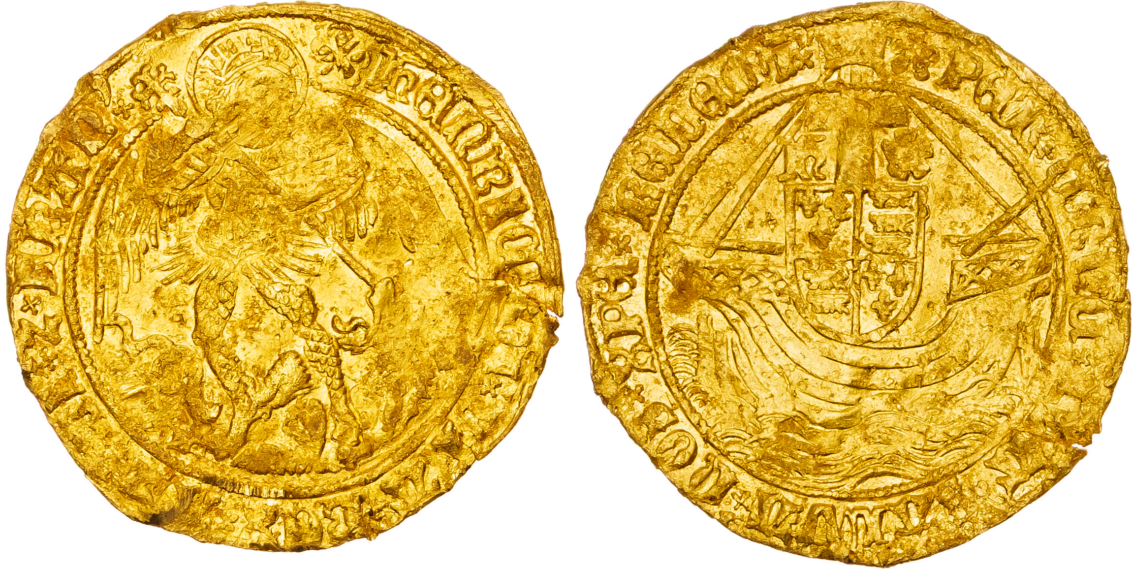 Henry VII (1485-1509), AV Angel, Type III, Tower (London) mint, mm. pansy (1495-8).