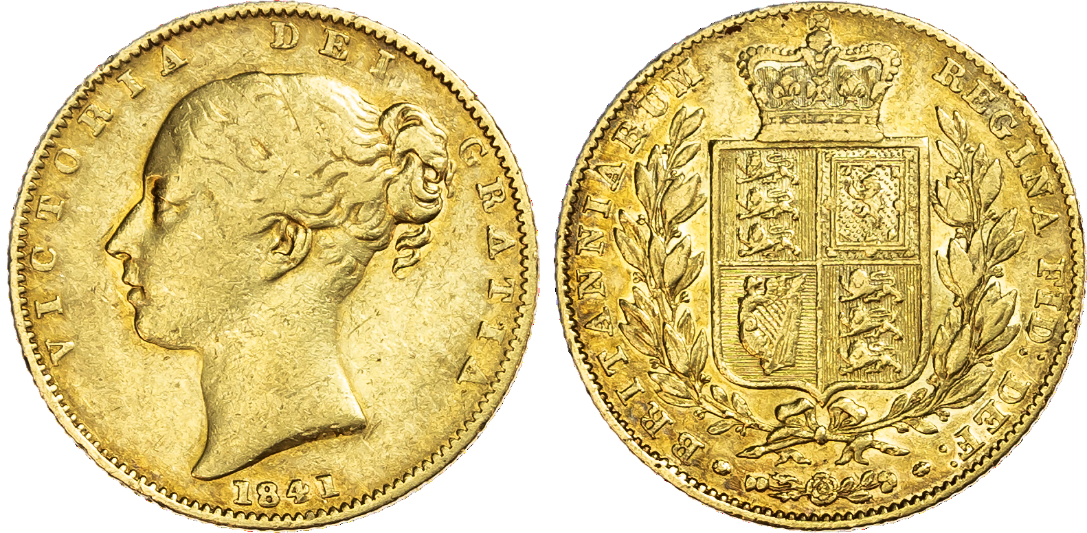 Victoria (1837-1901), Sovereign, 1841, unbarred A's in GRATIA.