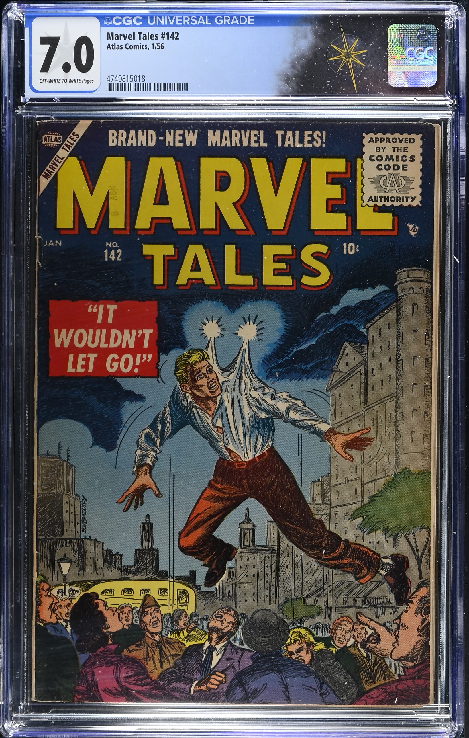 Marvel Tales #142 CGC 7.0 Cover by Sol Brodsky (Atlas Comics, 1956) Off-White to White Pages