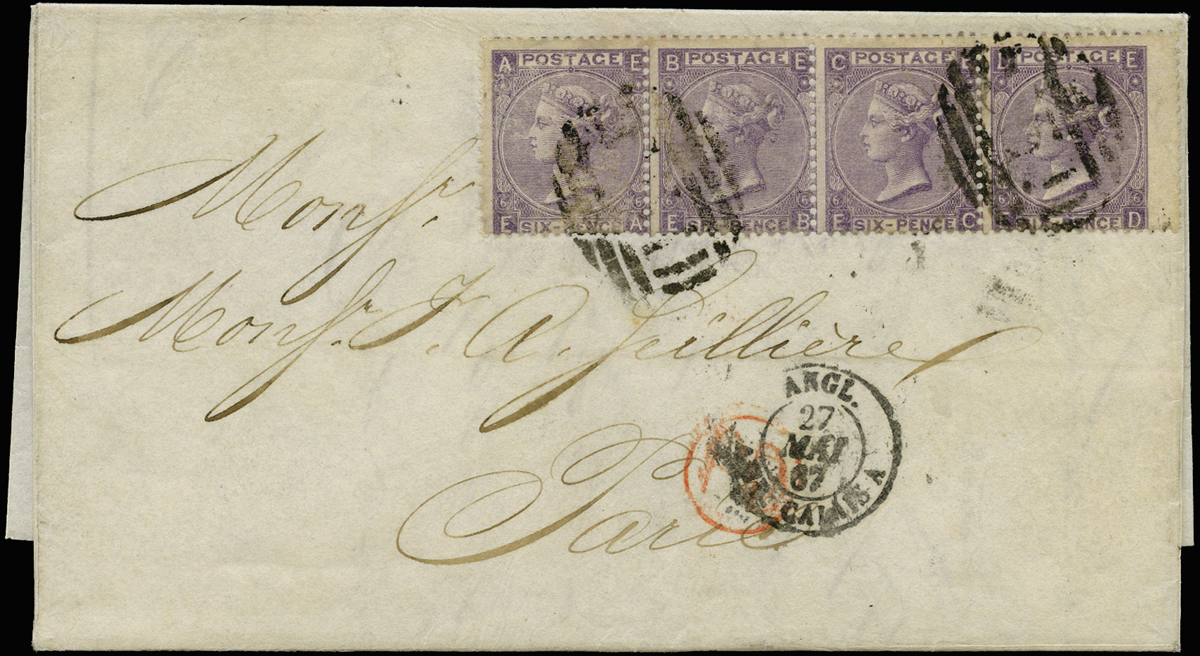GB 1867  SG97 Pl.6 Cover from St. Thomas DWI