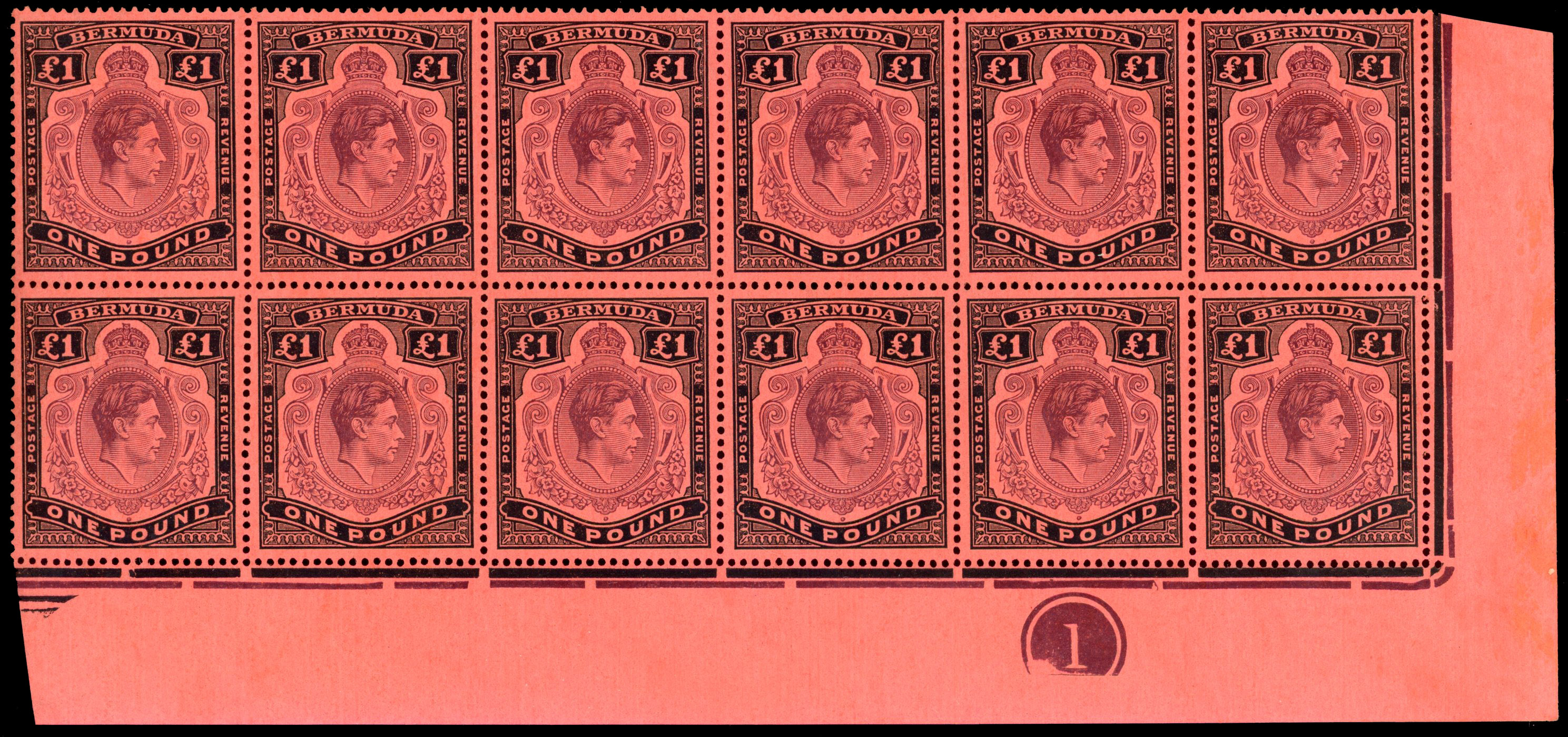 Bermuda SG 121c, ce Plate block mint