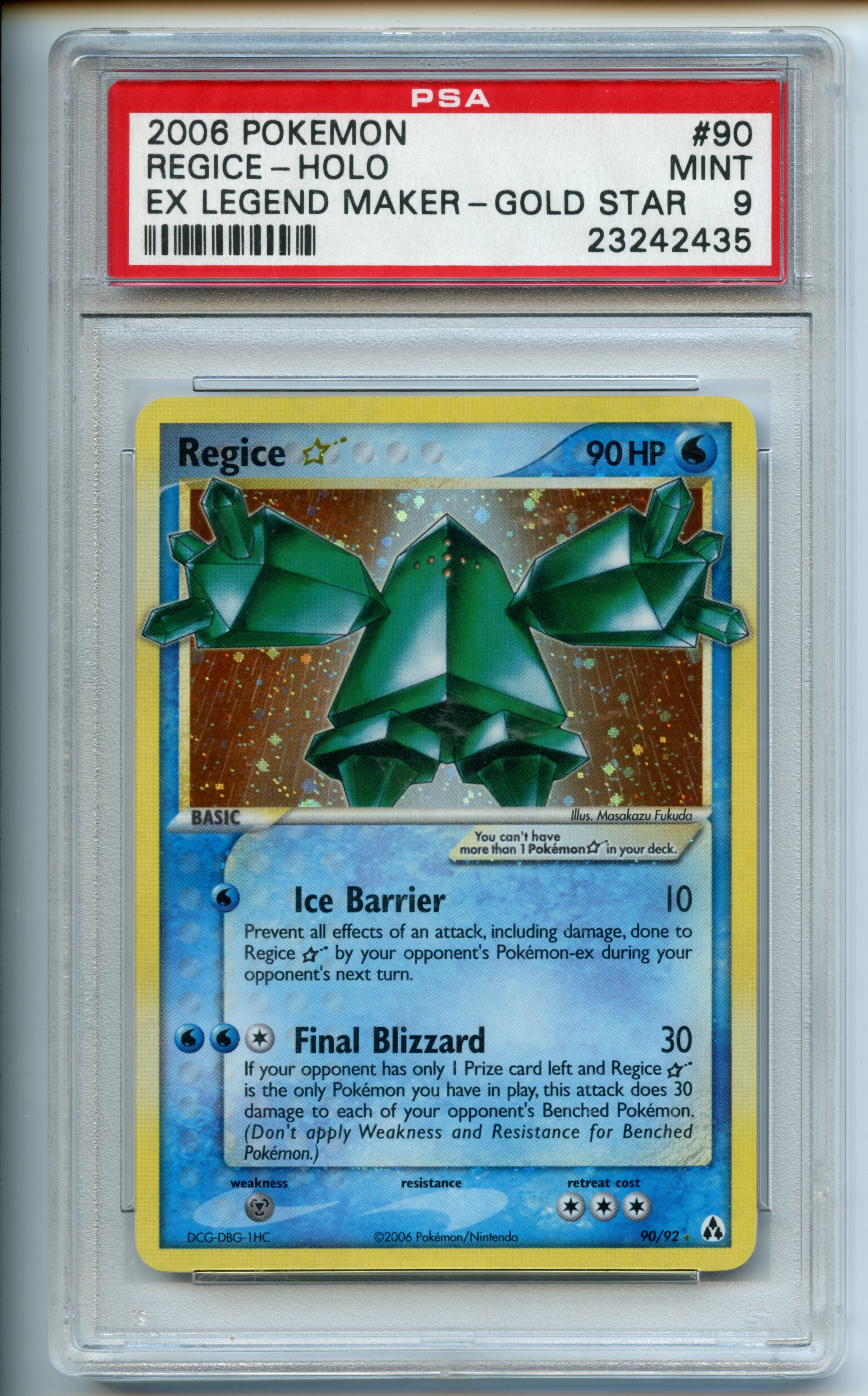 Pokemon TCG - Regice Gold Star Holo - EX Legend Maker - PSA 9